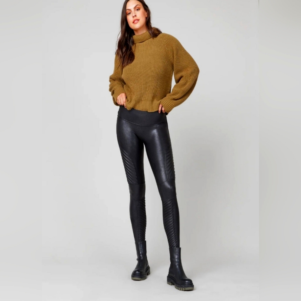 New with tags Spanx high waist faux leather moto leggings in Black